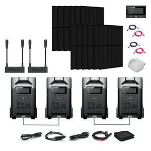 EcoFlow DELTA PRO 120V/240V Solar Kits - 7,200W Portable Power Station Setup + Choose Custom Bundle Option | Complete Solar Kit | 5-Year Warranty