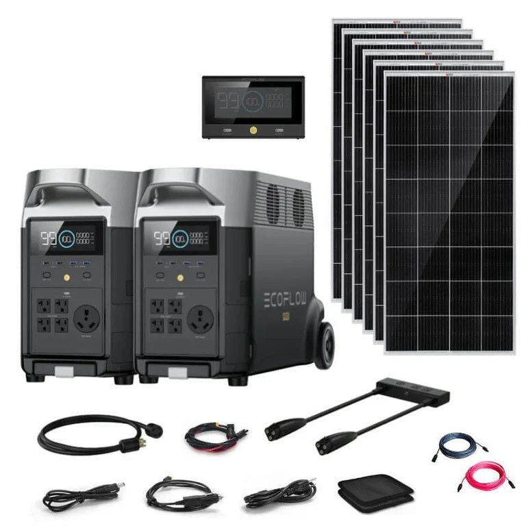 EcoFlow DELTA PRO 120V/240V Solar Kits - 7,200W Portable Power Station Setup + Choose Custom Bundle Option | Complete Solar Kit | 5-Year Warranty