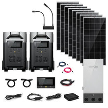 Load image into Gallery viewer, EcoFlow DELTA PRO 120V/240V Solar Kits - 7,200W Portable Power Station Setup + Choose Custom Bundle Option | Complete Solar Kit | 5-Year Warranty